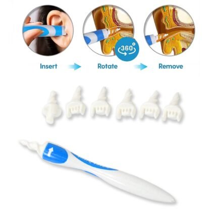 Ear Wax Removal Tool Kit Spiral Silicone Ear Cleaner with 16 Replacement Tips Safe for Adults Kids