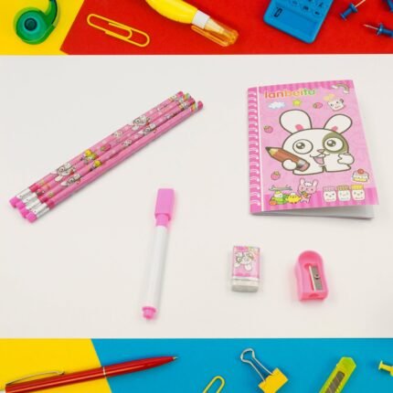 Child' Stationery Kit: Wooden Pencils, Eraser, Diary (8 Pc Set)